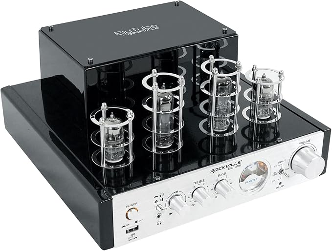 Rockville BluTube 70W Tube Amplifier Stereo Receiver, Bluetooth, EDR, Compact Design, Warm Sound, for Home Audio Enthusiasts