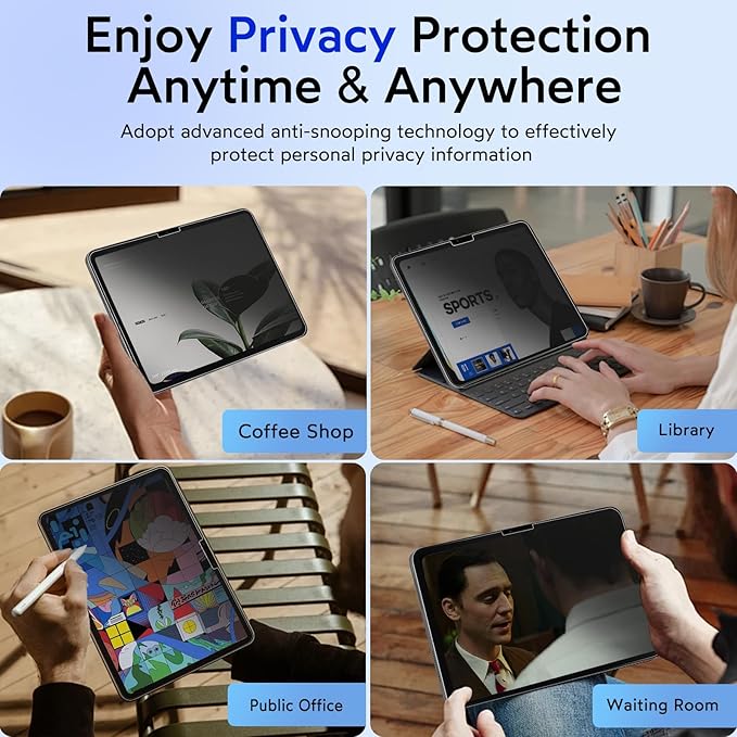 MOBDIK Privacy Screen Protector Compatible with iPad Pro 13 Inch M5 2025 / M4 2024, Anti Spy, 9H Tempered Glass, EZ Kit 1 Pack