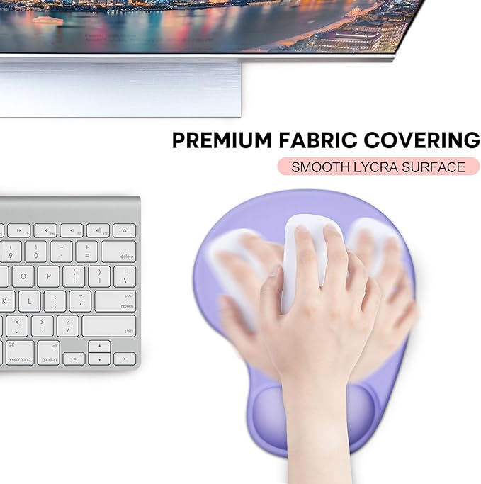 JIKIOU Ergonomic Mouse Pad with Gel Wrist Rest 2Pack, Portable Small Purple