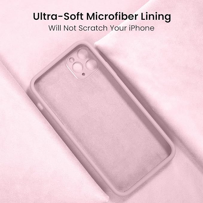 FireNova Designed for iPhone 13 Pro Case, Silicone Upgraded [Camera Protection] Phone Case with [2 Screen Protectors], Soft Anti-Scratch Microfiber Lining Inside, 6.1 inch, Chalk Pink