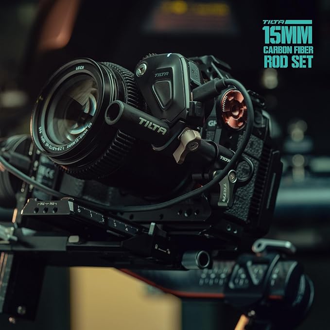 Tilta 2X Carbon Fiber Rods 15mm for Rail Support System | Increased Strength | Limited Reflection | Lightweight | DSLR Shoulder Rig, Camera Stabilizer Cage, Matte Box (10cm)