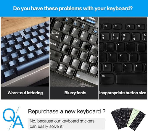 2PCS Arabic Keyboard Stickers, Arabic-English Keyboard Letters Replacement Stickers Black Background with White Font for Computer Laptop Notebook Desktop, Matte Keyboard Alphabet Stickers