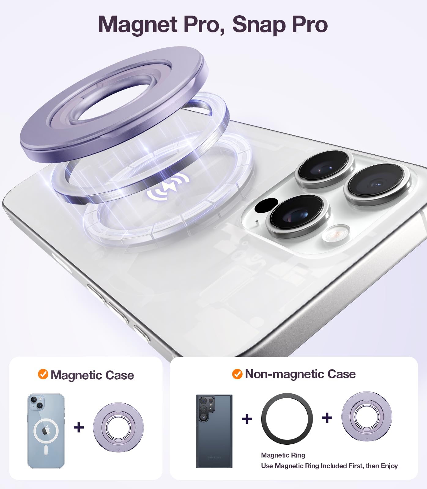 TORRAS [Dual-Ring] Magnetic Phone Grip Ring Holder [Dual-Ring] Purple