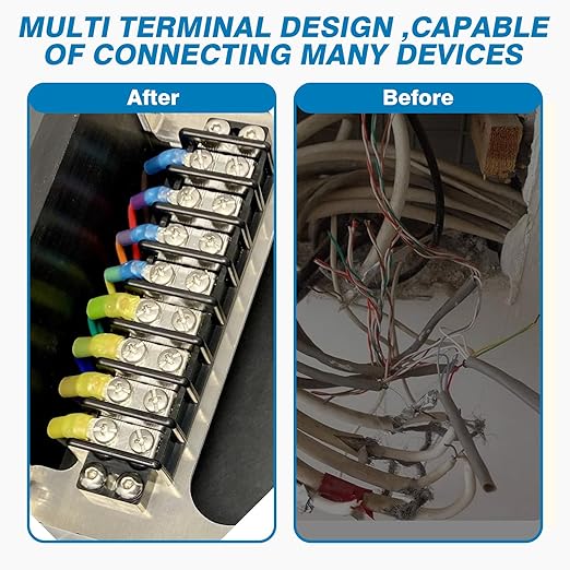 GLOSO Marine Terminal Blocks TBD Double Row Stainless 10-22 AWG Cu, 30A/600V- 1 Pack, 4 Poles