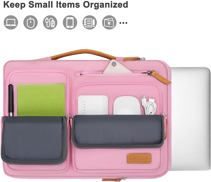 MOSISO 360 Protective Laptop Case 16 inch, 15-15.6 inch Laptop Sleeve Compatible with MacBook Pro 16, HP, Acer, Dell, Lenovo, ASUS, Side Open Carrying Case with 4 Zipper Pockets&Handle, Pink