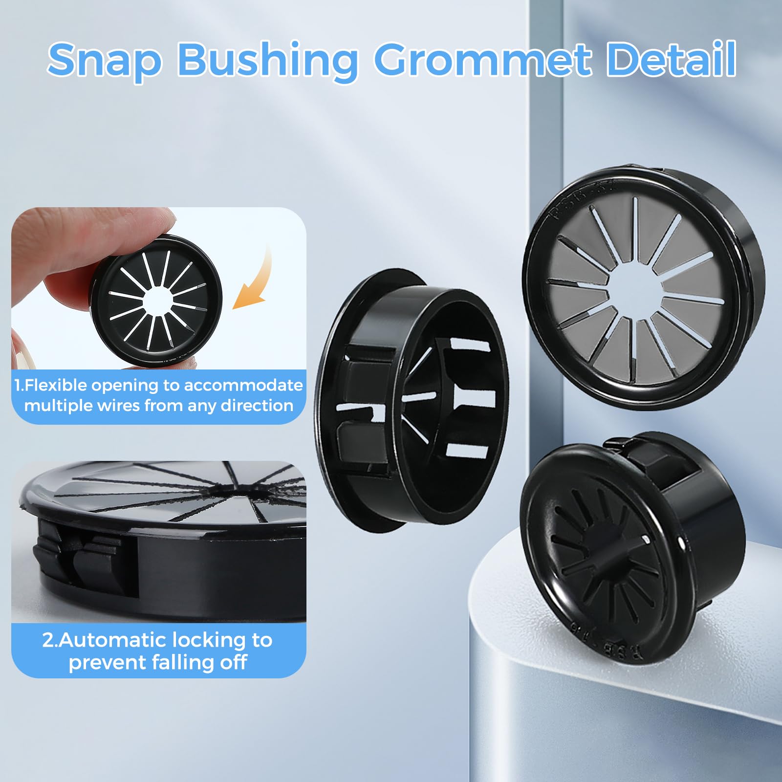 BOPOREAE Cable Grommet, Snap Bushing 1/2" (13 mm) Mounting Diameter