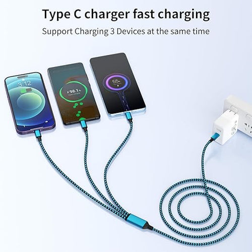 3 in 1 Multi Charging Cable Fast Charging 100W, USB C Cable 4FT 1Pack