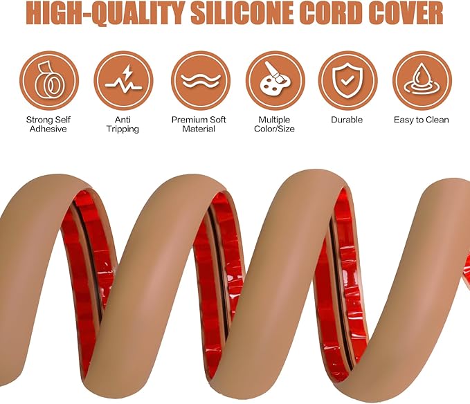 Floor Cord Cover Self Adhesive Cord Hider,3.3FT Cable Management, Extension Strip Protector for Wires, Prevent Cable Trips for Offices, Gyms, Exhibitions Cavity:0.51"(W) x 0.3"(H) Brown