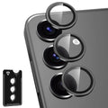 Avocase for Samsung Galaxy S25 Plus Camera Lens Protector, Individual Metal Ring Tempered Glass Lens Cover, [Strong Adsorption] Scratch Resistant Ultra-Thin HD Clear Lens Cover, 1 Set-Black