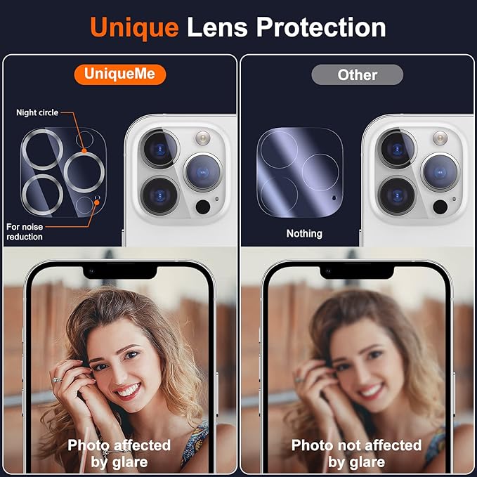 UniqueMe [ 3 Pack] Compatible with iPhone 12 Pro Max 6.7" Camera Lens Protector Tempered Glass,[Case Friendly][New version][Scratch-Resistant][Easy Installation] -Silver