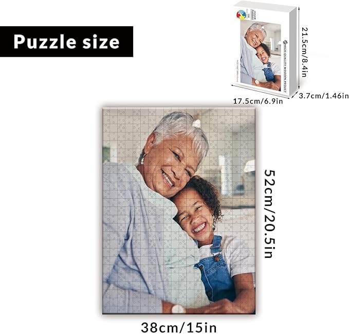 Custom Puzzle from Photos - Personalized 1000/500/300/200/120 Piece Jigsaw Puzzle for Adults & Kids, Unique Wooden Gift for Christmas, Wedding, Anniversary, Birthday