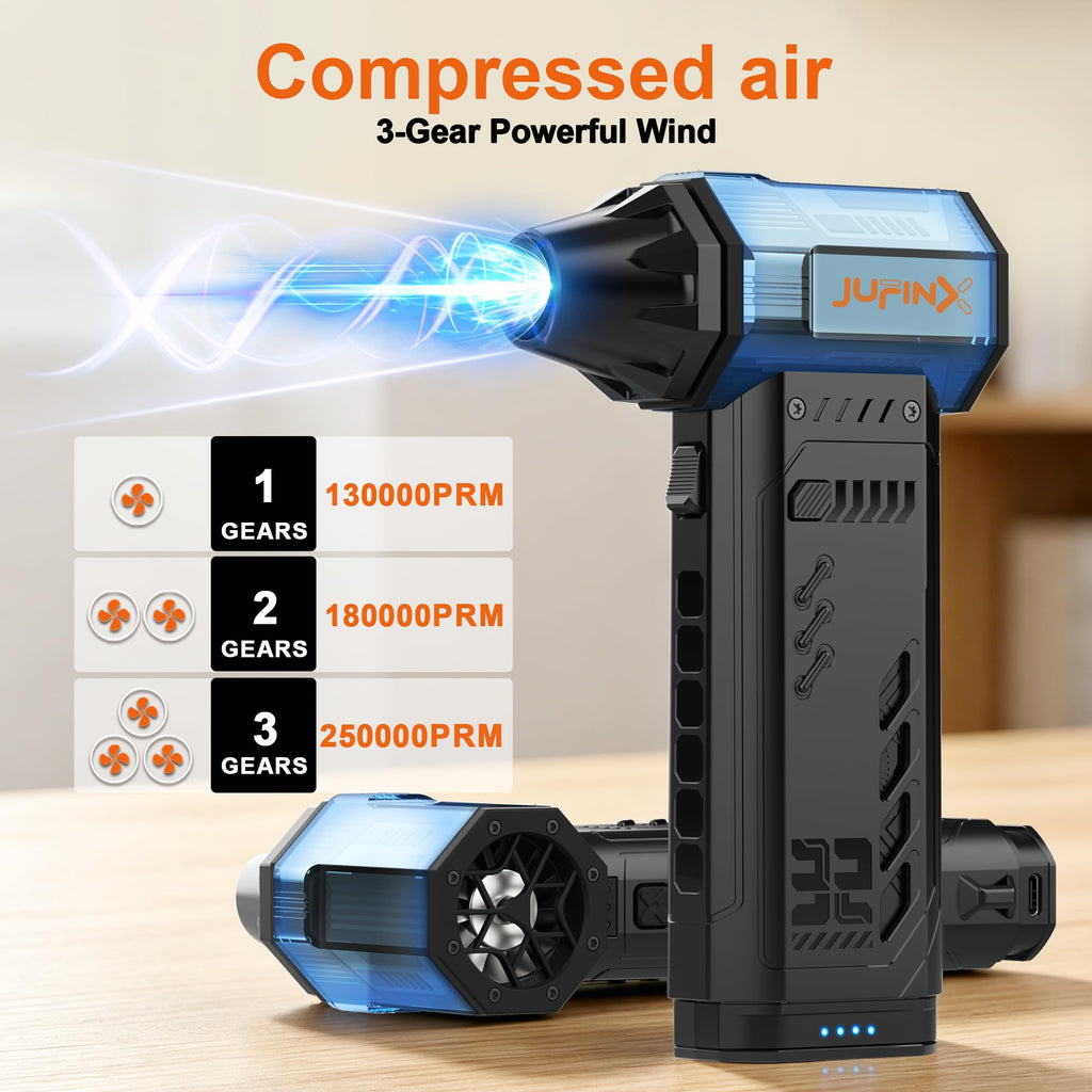 Electric air Duster，250,000RPM Super Power mini Blower,2 Swappable Battery