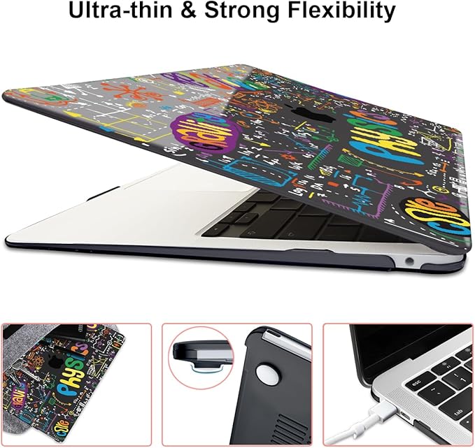 Case Compatible with MacBook Pro 13 inch M2 M1 2022 2021-2016 A2338 A2289 A2251 A2159 A1989 A1706,Pattern Plastic Hard Shell Keyboard Cover Screen Film Webcam Cover, Physical Chemistry