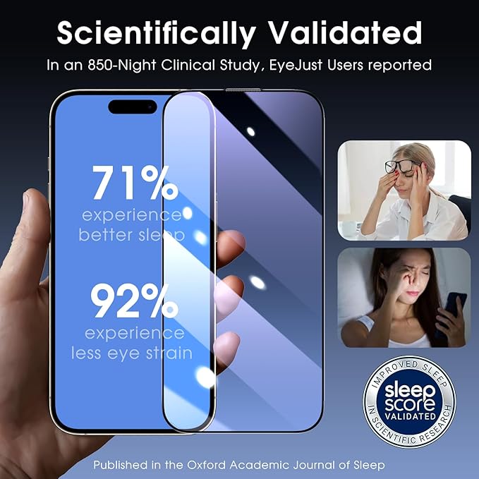 MOCOLL Anti-Blue Light Screen Protector for iPhone 15 Plus – Blue Light Blocking, HD Clarity, Scratch-Resistant, Easy Installation
