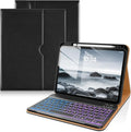 DTTO for iPad 11th (A16,2025)/ 10th Generation (10.9",2022) Case with Keyboard, 7 Colors Backlit Wireless Detachable Keyboard Premium Leather Folio Cover with Pencil Holder & Pocket, Black