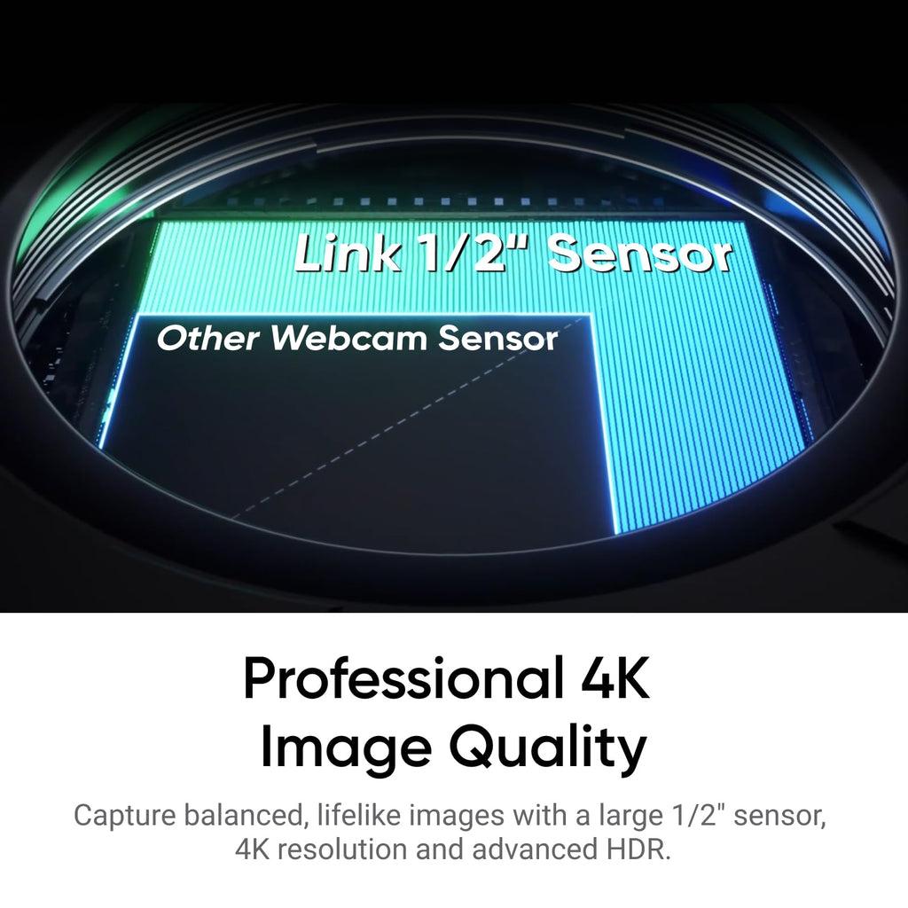 Insta360 Link 2 - PTZ 4K Webcam for PC/Mac, 1/2" Sensor, AI Tracking, HDR, AI Noise-Canceling Mic, Gesture Control for Streaming, Video Calls, Gaming, Works with Zoom, Teams, Twitch & More