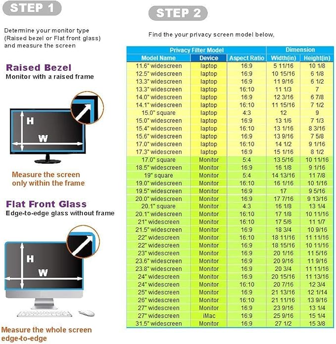 19 Inch - 5:4 Aspect Ratio - Computer Privacy Screen Filter for Standard Square Monitor - Anti-Glare - Anti-Scratch Protector Film - Protects Your Eyes from Harmful Glare and Blue Light