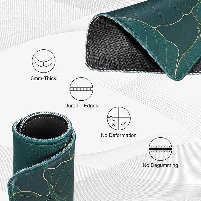 JIKIOU 3 Pack Mouse Pad with Stitched Edge, Comfortable Mouse Pads with Non-Slip Rubber Base, Washable Mousepads Bulk with Lycra Cloth, Mouse Pads for Computers Laptop Mouse 10.2x8.3x0.12in Leaf