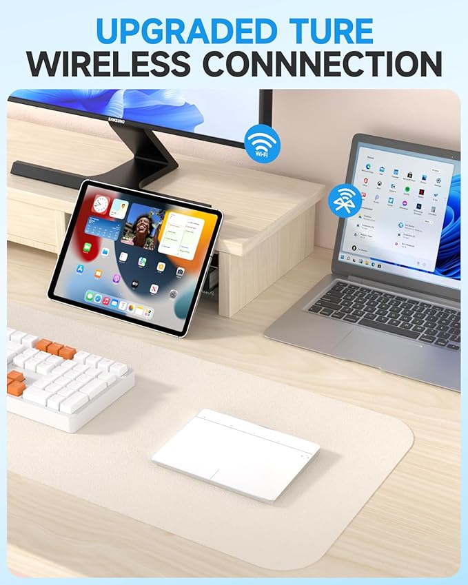 Wireless Bluetooth Trackpad for Windows 10/11, Supports 3 Connection Modes, Portable High-Precision Multi-Gesture Touchpad Mouse Compatible with PC Laptop Computer (White)