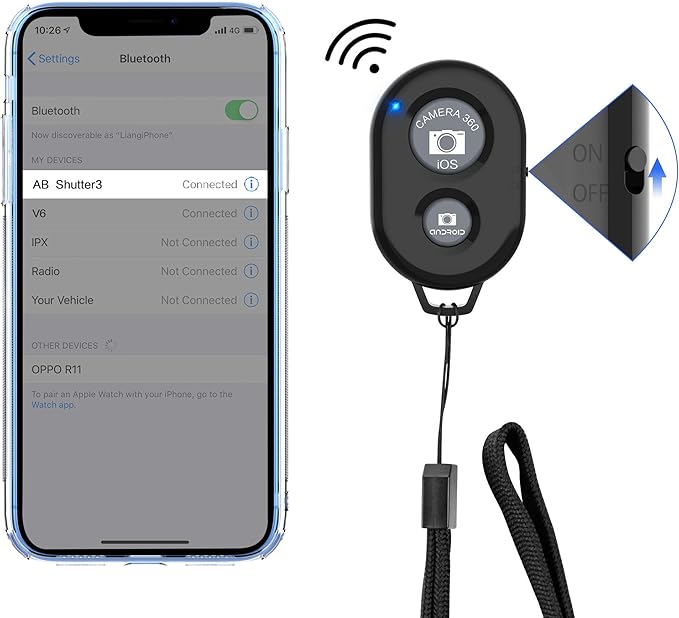 Wireless Camera Remote Shutter for Smartphones (2 Pack), Zttopo Wireless Phone Camera Remote Control Compatible with iPhone/Android Cell Phone - Wrist Strap Included Black&White