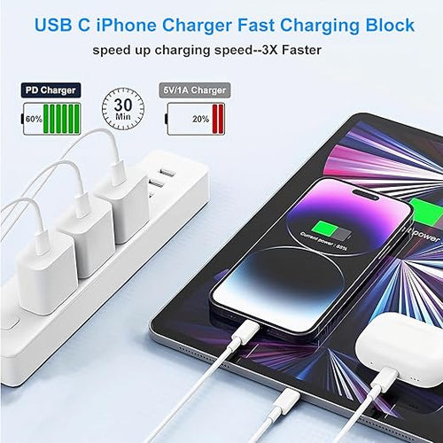 3Pack iPhone Fast Charger Apple MFi Certified,10FT Fast Charger iPhone Cube