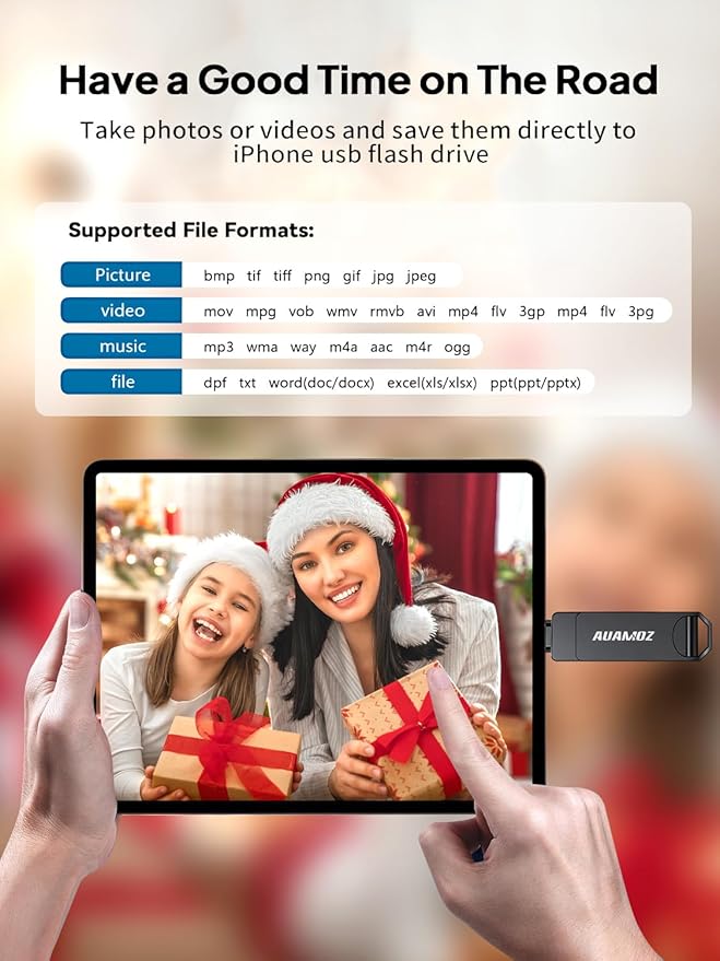 256GB Flash Drive Intended for iPhone, Memory Stick Storage Files Photos Videos Backup, Compatible with iPhone iPad Android PC, Plug and Play, No Application Required (Metal Gray)