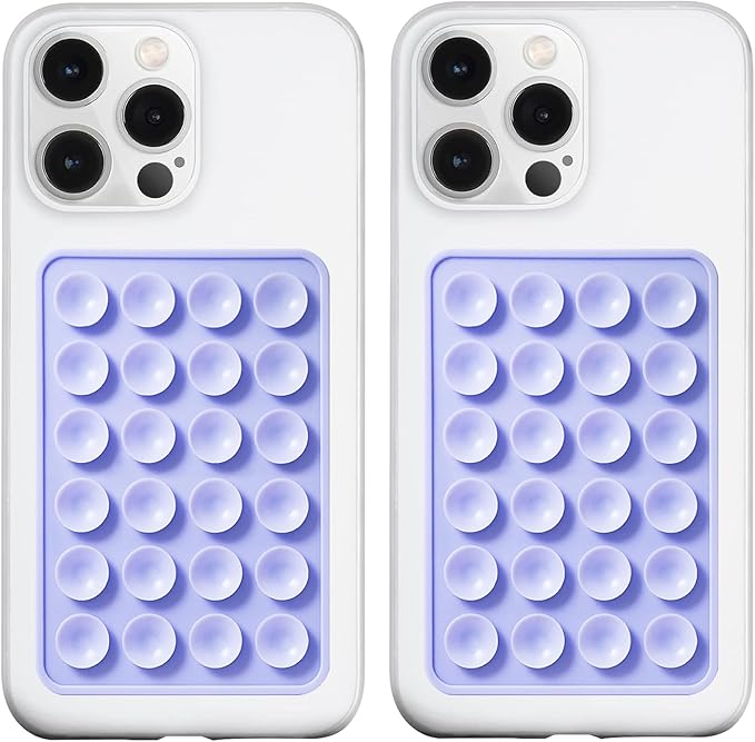 LvShuLiangPin Anteel 2 Pack Silicone Suction Phone Case Mount, Silicon Adhesive Phone Grip for Smartphones, Hands-Free Mirror Shower Phone Holder for Selfies