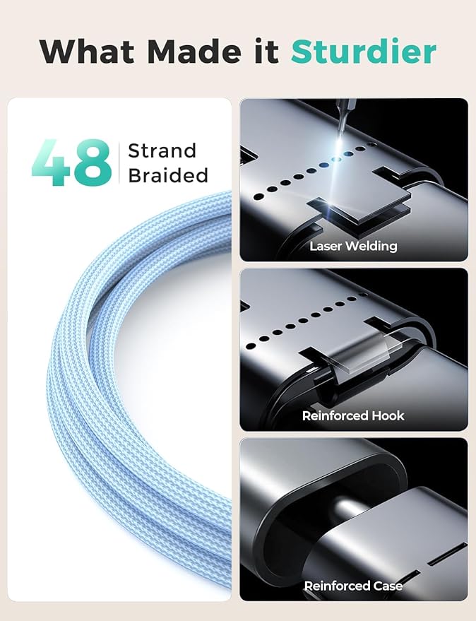 2Pack Blue-Travel Essentials 3 in 2 USB C Cable for Watch Charger Phone Charger USB C Multi Fast Charging Cable Compatible with Watch Ultra/SE/10/9/8/7/6/5/4/3/2/1 & Phone 16/15/14/Galaxy S23-4FT