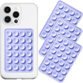 Silicone Suction Phone Case Mount 3 Pack, Silicon Adhesive Suction Cup Phone Mount, Non Slip Sticky Phone Grip for Cellphone, Strong Grip Holder for Selfies and Videos (Lavender)