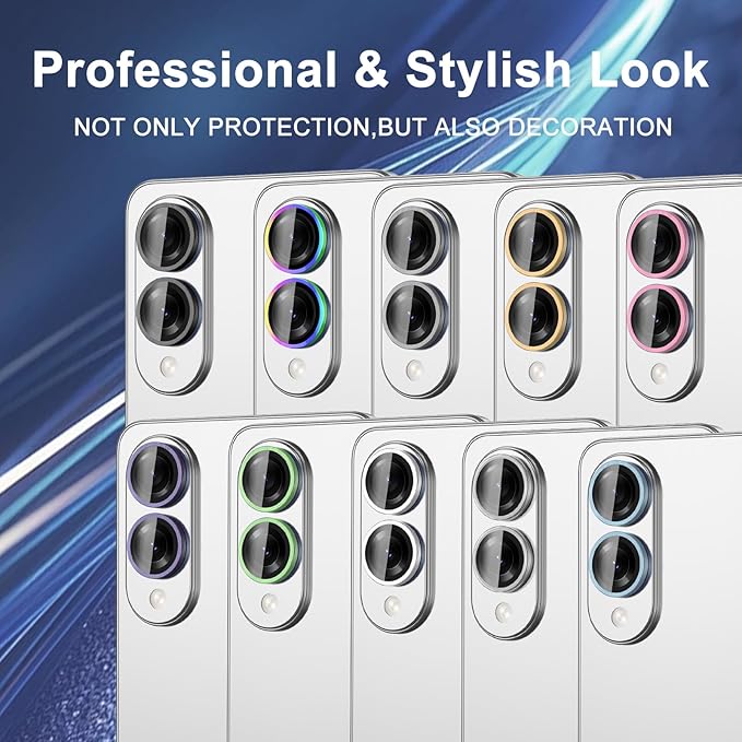 for Samsung Galaxy S25 Edge Camera Lens Protector, Individual Metal Ring Tempered Glass Lens Cover, [Strong Adsorption] Scratch Resistant Ultra-Thin HD Clear Lens Cover, 1 Set-Black