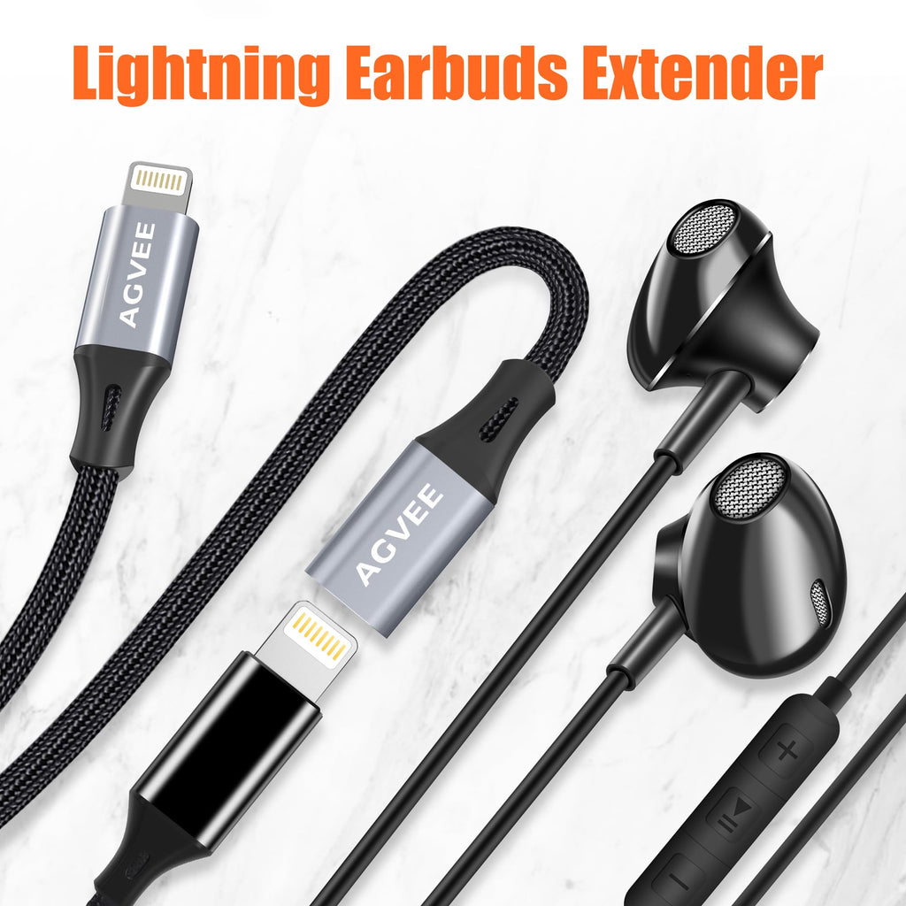 AGVEE 4 inch Lightning Extension Cable
