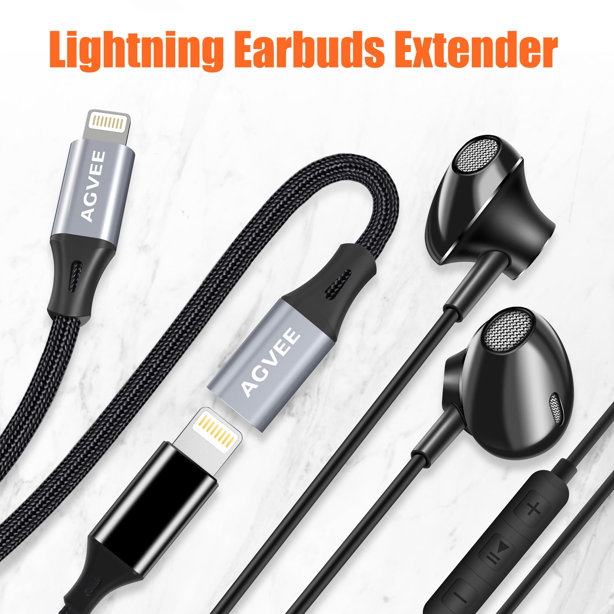 AGVEE 4 inch Lightning Extension Cable
