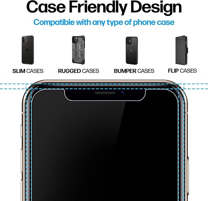 Power Theory Designed for iPhone Xs Max Screen Protector Tempered Glass [9H Hardness], Easy Install Kit, 99% HD Bubble Free Clear, Case Friendly, Anti-Scratch, 2 Pack