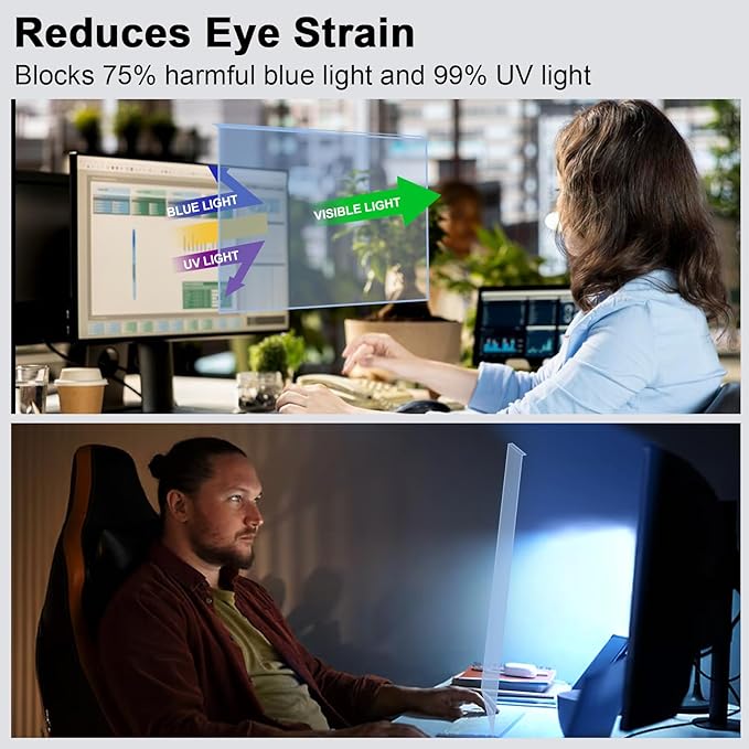 27-28 Inch Blue Light Filter for Computer Monitor, Computer Screen Blue Light Blocker Panel (24.8''x14.6'') for Widescreen Desktop LCD TV PC Monitor, HD Not Anti-Glare