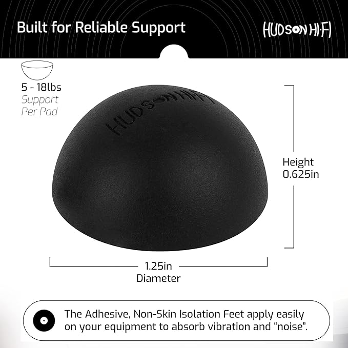 1.25" Platinum Silicone Speaker Isolation Pads - 4-Pack Non-Skid Speaker Pads with Adhesive, Speaker Isolation Feet for Record Player Isolation - Turntable Feet and Subwoofer - 20 Duro