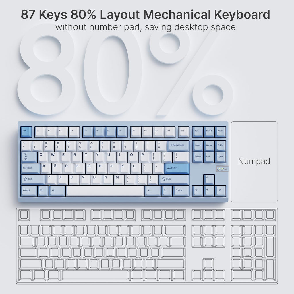 OOCTPK Chilkey ND TKL Aluminum Mechanical Keyboard, 87 Keys Tenkeyless Wireless Gaming Keyboard, Tri-Mode BT5.3/2.4GHz/USB-C PBT Keycaps Hot Swappable Custom Key Board for Windows Laptop Office PC