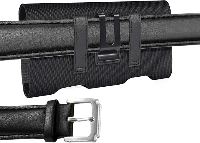 BECPLT for iPhone 17 Pro 17/16/15/14/13/12/11 Pro Cell Phone Pouch Nylon Holster Case with Belt Clip Cover for iPhone Xs X Galaxy S25 S24 S23 S22 S21 S20 (Black)
