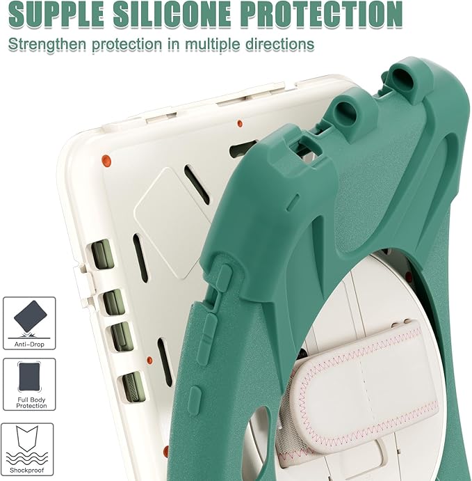 rantice Compatible with Samsung Galaxy TAB Active PRO 10.1 inch/Tab Active4 PRO Case, Heavy Duty Rugged Shockproof Drop Protection Case, Hand Strap&Shoulder Strap for SM-T540/T547/T630/T638 (Green)