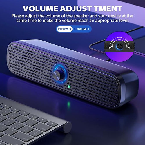 1Mii 3.5mm Computer Speakers for Desktop Laptop Tablet with Volume Control