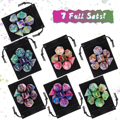 49Pcs Polyhedral Dice Set- DND Dice with 7 Storage Pouch