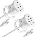 3 inch Desktop Power Grommet USB C,40W Fast Charging Station,Furniture Recessed Power Strip,2 Outlets,4 USB Ports,Flush-Mount for Desktop, Workspace Essential Desk Outlet,2 Pack