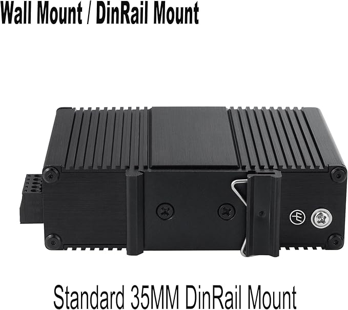 Industrial Mini Gigabit Ethernet Switch 3-Port RJ45 10/100/1000BASE-T+1-Port SFP Slot,Unmanaged Network Switch,Network Hub,Dinrail Mount or Wall-Mount,Plug & Play,Fanless (3 RJ45+1 SFP with PoE)