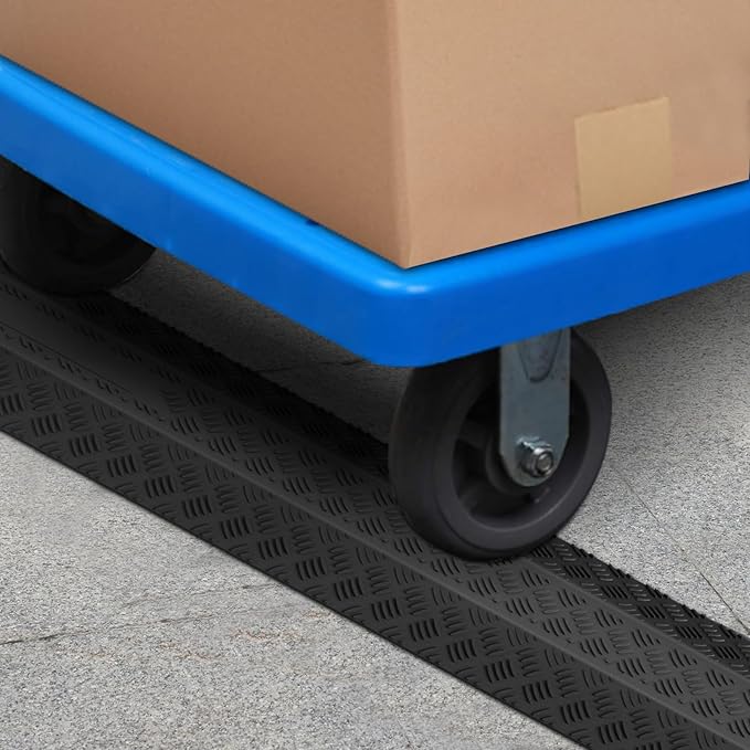 VEVOR 2 PCs Thermoplastic Rubber Drop Over Cable Cover Ramp, 2,000 lbs/axle Load Capacity, Heavy Duty Cable Hose Protector Ramp, Floor Cord Cover for High Walking Traffic Areas Home Office Warehouse