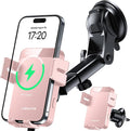MOKPR Wireless Car Charger, 15W Auto Clamping Car Charger Dash Windshield Air Vent Phone Holder Compatible with iPhone 16 15 14/13/13 Pro/12 pro/12/11/X/8, Samsung S24/S23/S22, Pink