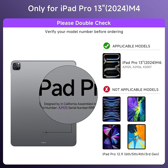 Transparent Case with Keyboard for 2024 iPad Pro 13 inch (M4), iPad Pro 13,7-Color Backlit,Magic Wireless Keyboard, 360°Rotating,Multi-Touch trackpad,Pencil Holder,with Shortcuts,Purple