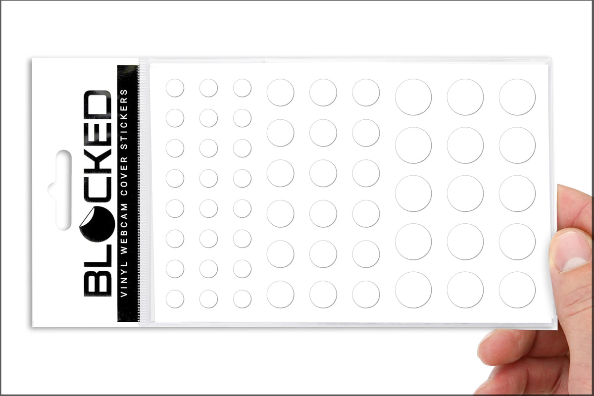 BLOCKED Original Vinyl Webcam Cover Stickers | Restickable & Stackable Privacy Covers | for All Camera-endable Devices | 3-Sizes | 57 White (Ultra Glossy)