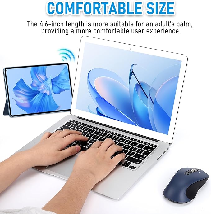 Wireless Mouse, Full-Size Silent Mouse, 36-Month Battery Life, 4 Way Navigation, 1000-3000 Adjustable DPI, 2.4GHz USB-A Receiver for Computer, Laptop, PC, Chromebook, Notebook