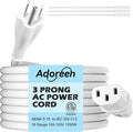 Adoreen 4 Ft Computer TV Replacement Power Cord White, 18AWG 3-Prong AC Universal Power Supply Cable NEMA 5-15P to IEC 320 C13 for Printer, PC, Monitor TV LCD, ETL+Ties