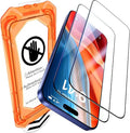 UniqueMe for iPhone 15 Plus / 16 Plus Screen Protector - [Military Grade Shatterproof & 9H+ Hardness] Tempered Glass Full Coverage Protection, Easy Installation, 2 Packs