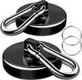LOVIMAG Strong Magnets with Hooks, 200LBS+ Heavy Duty Magnets with Epoxy Coating for Cruise, Magnetic Hooks with Swivel Carabiner Hook, Powerful Neodymium Magnet for Hanging, Kitchen,Garage-2 Pcs